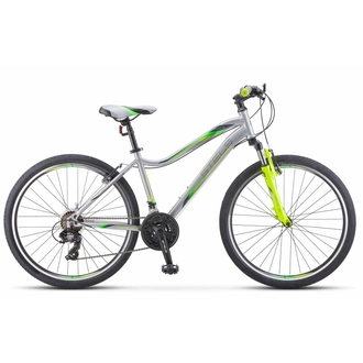 Велосипед горный Stels Miss-5000 V 26" Серый/Светло-зеленый/Желтый 17" 2024